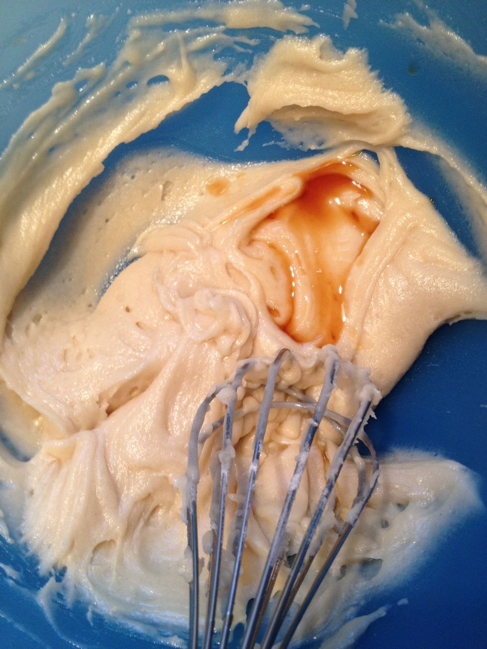 Now for the almond extract... Whisk it in!