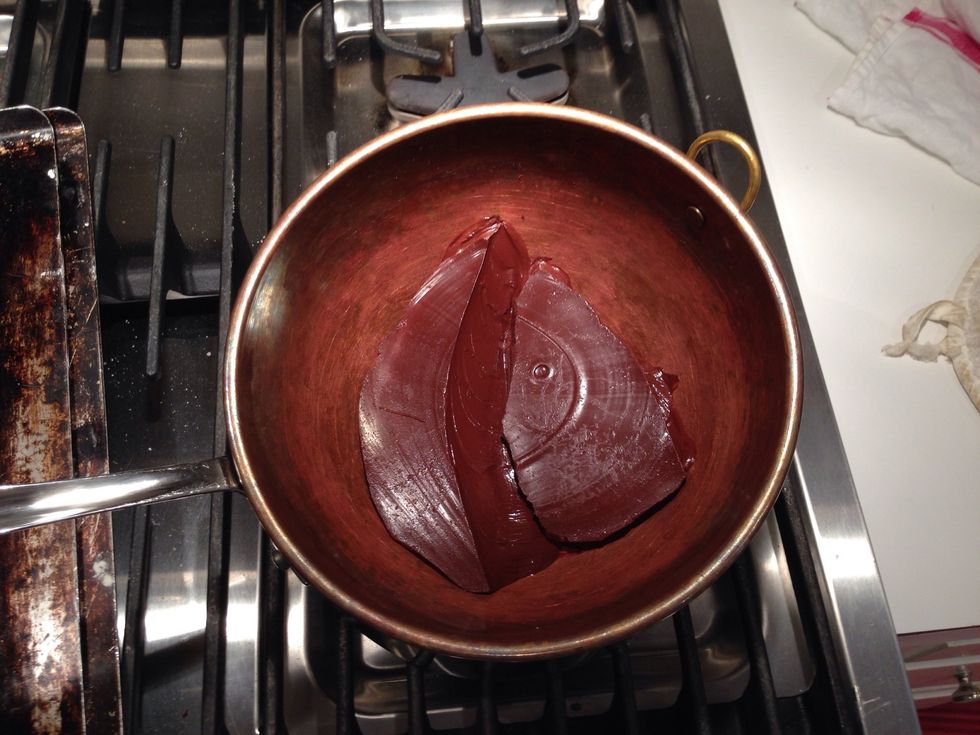 Now for the best part! I hope you didn't neglect that chocolate. It should be melted by now. Here are 2 words you never want to hear- boiled dry. It ruins the choc. , pan, and your father's mood .