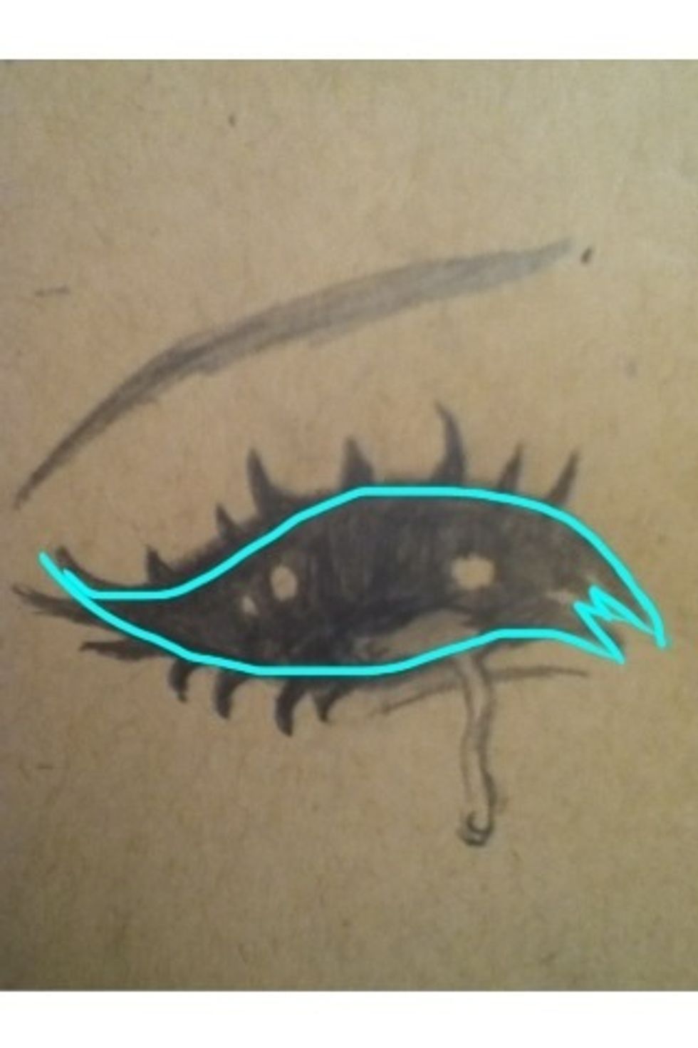 Now for the crying eye, start with the outline..