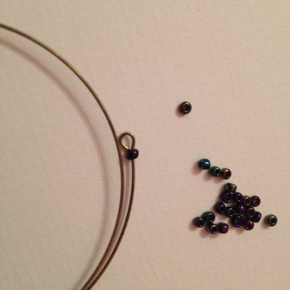 Now for the fun part, adding beads. I always add a seed bead first as I think it makes the finished bracelet look neater.