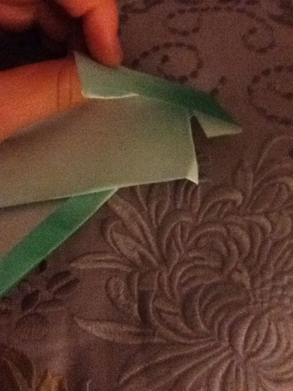 Now for the hard part. Fold it on a slant towards the tip.