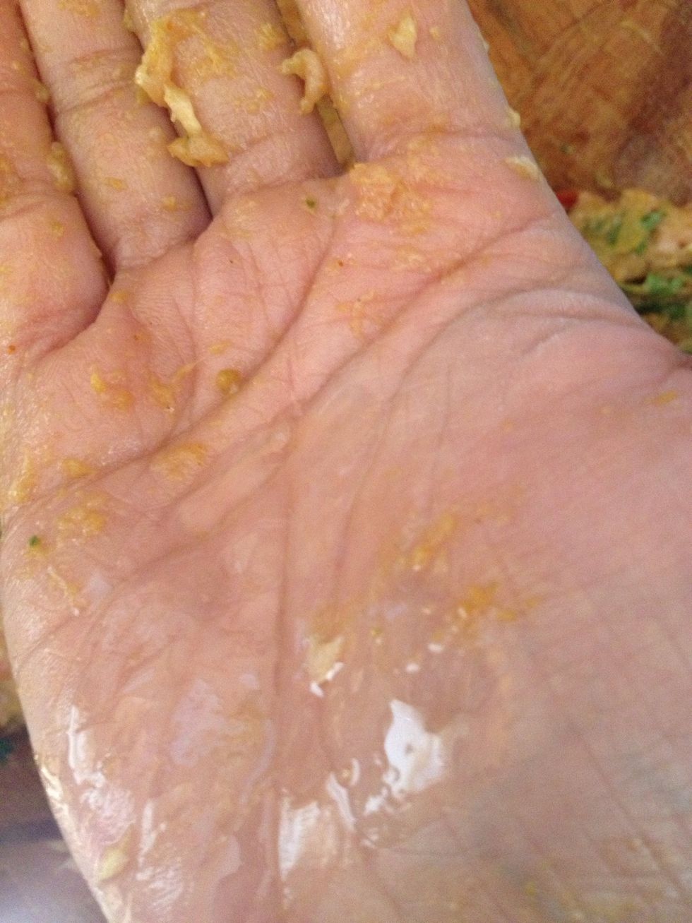 Now for the messy part get some oil on your palm