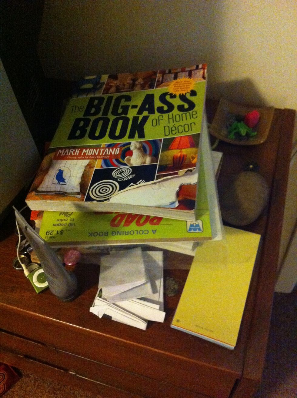 Now for the more cluttered side(if you have sides. There's a tv in my way so I have to show you by sides, sorry.)