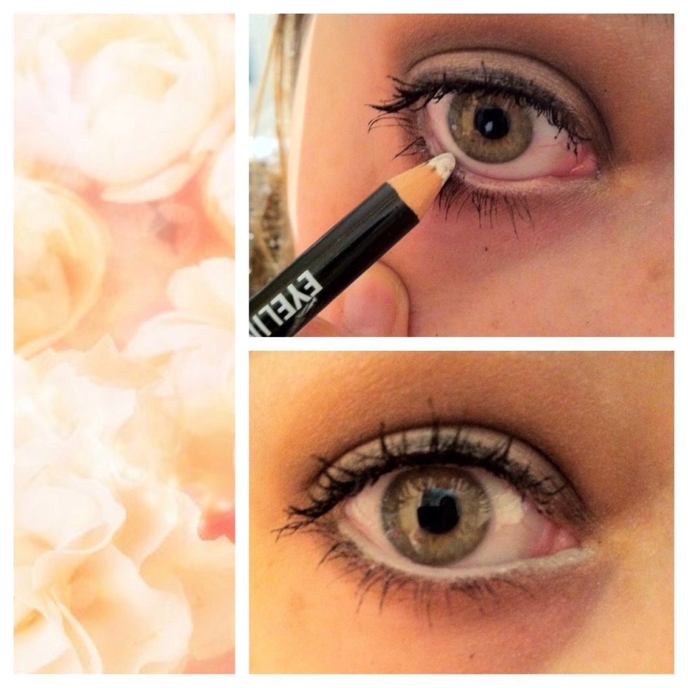 Now for the most important part!!! White kajal on your lower waterline! This creates the dolly look! (I did this step at the end, so my lashes are already done)
