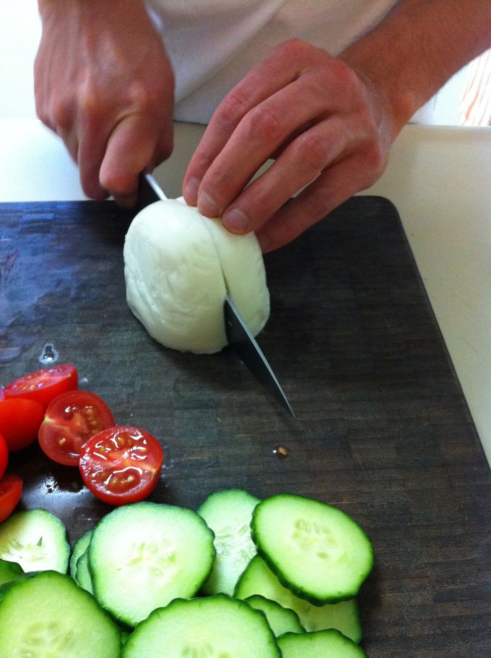 Now for the mozzarella. We have an 8 oz ball and were only going to use half for now