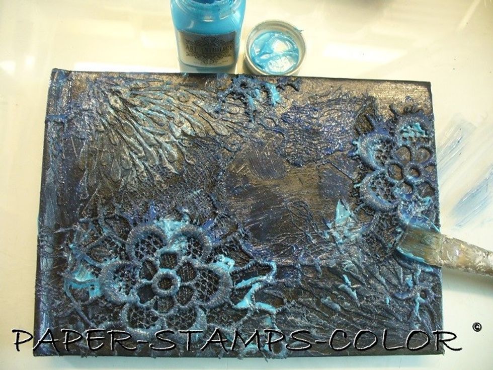 Now for the third one: Baby Blue Eyes Sorbet. Just add tiny bits of color. Don't try and cover it all up.