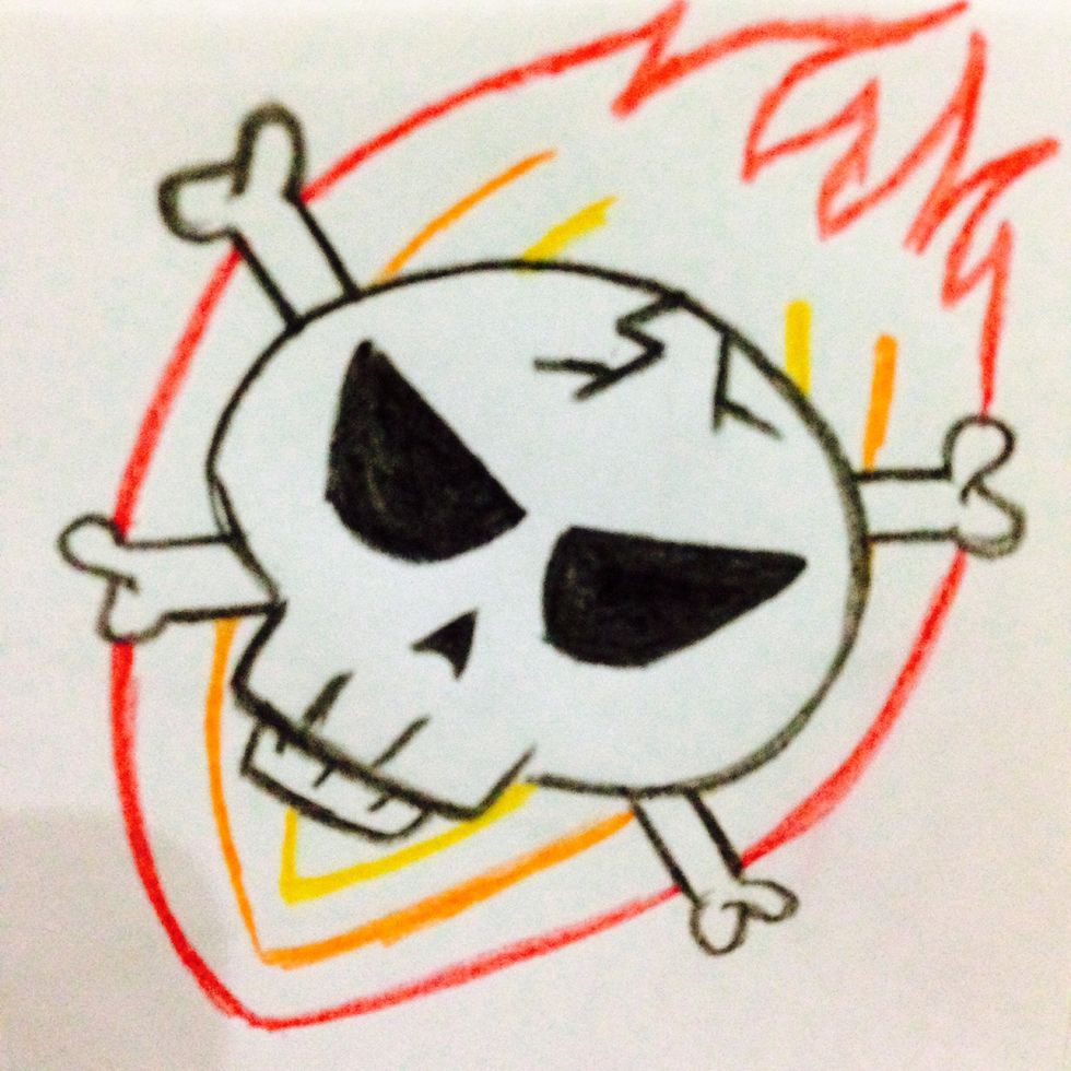 Now for the top of the fire: draw curvy lines with varying lengths.