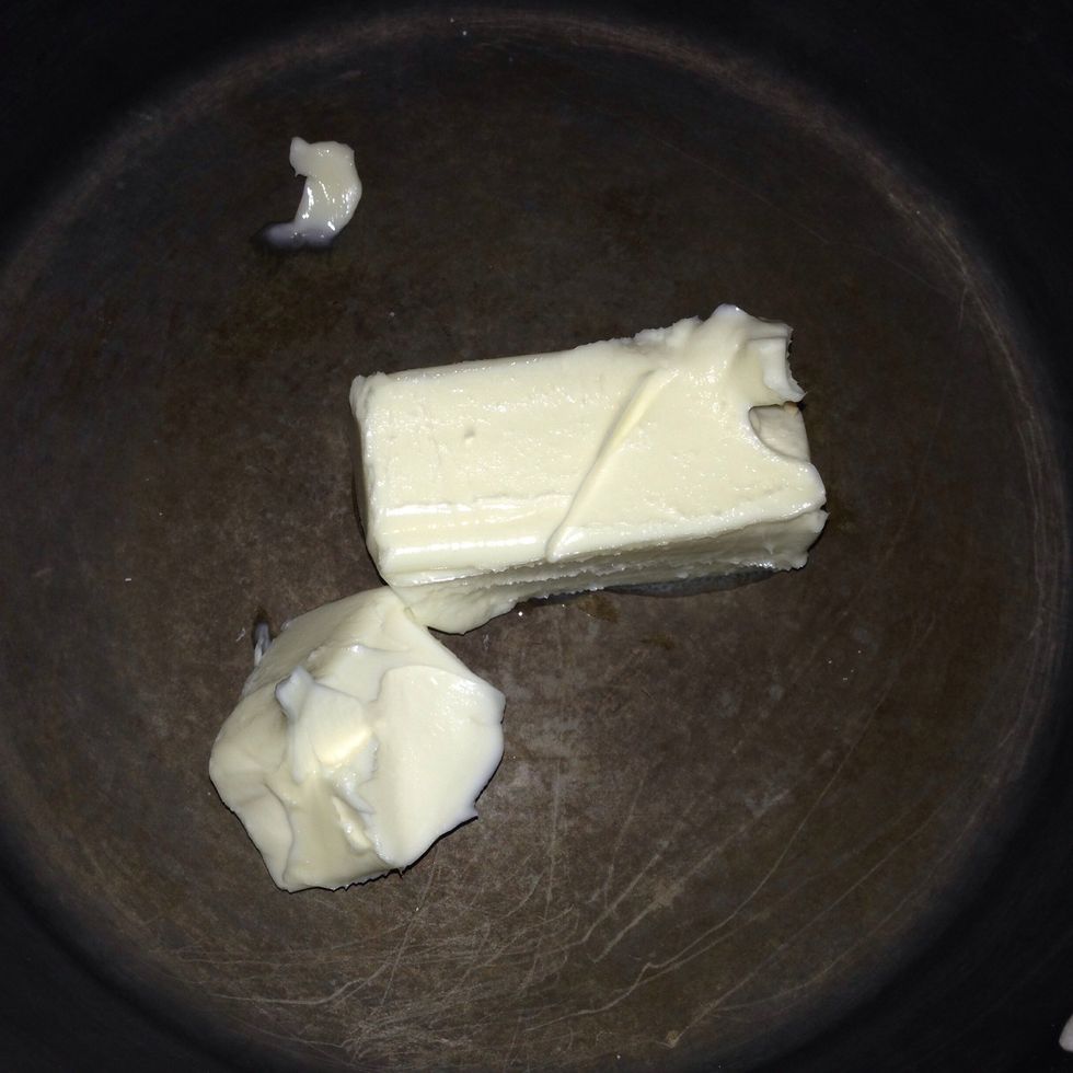Now for the yummy stuff Melt some butter in a pan