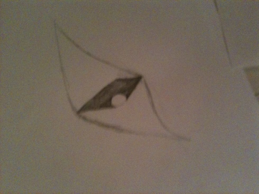 Now from the bottom diamond draw a line to the tip of the right line