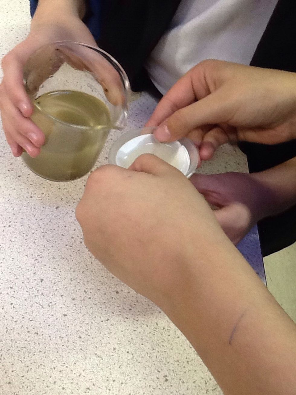 Now get out your dirty water and poor it into the funnel with the paper still in it