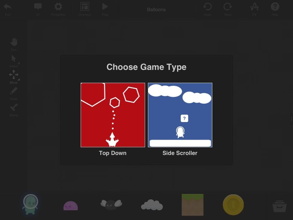 Now give it a TYPE. It can be a top down game like Asteroids or a side scroller like Mario.