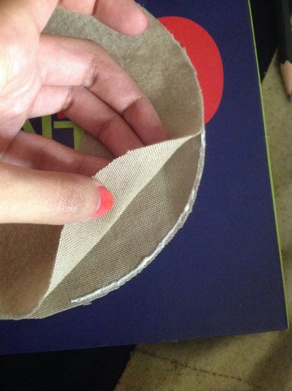 Now glue the inner circle and outer circle. Make sure you leave a tiny space on the outer circle to stuff the doughnut