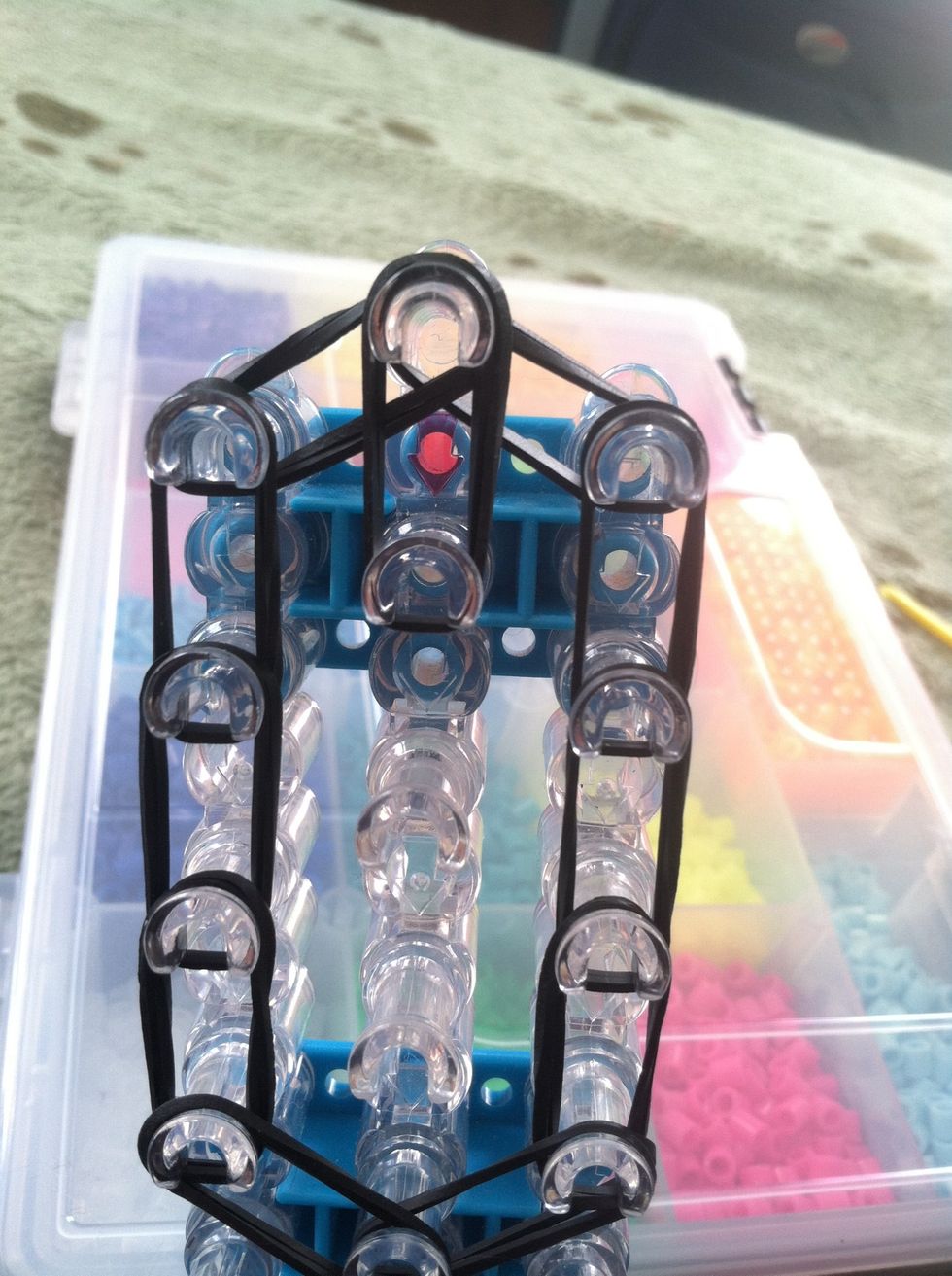 Now go back to the top and go to the middle row and place double bands down