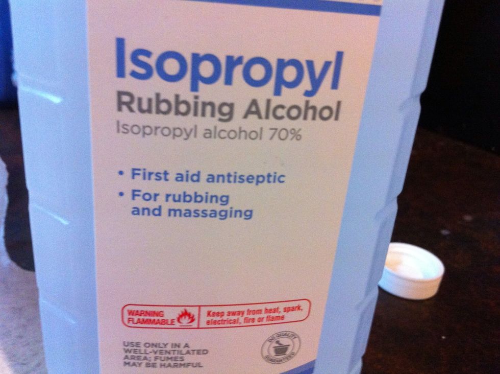 Now grab the rubbing alcohol...(this clears the cleaning products and will evaporate for a cleaner look, this is flammable so use with caution!)...