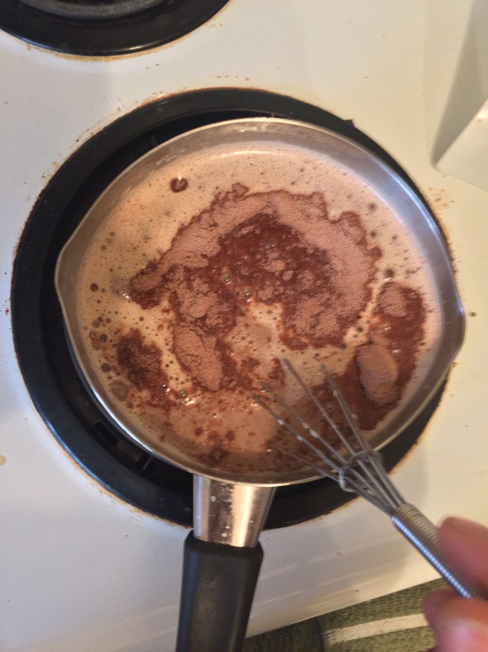 Now, half of the hot chocolate pouch (I used After Eight's dark chocolate peppermint, any mix is just as good!)