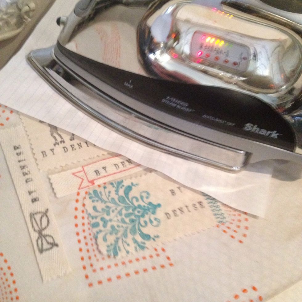 Now heat set your creations. I put a piece of paper between my labels and the iron to prevent any smudging