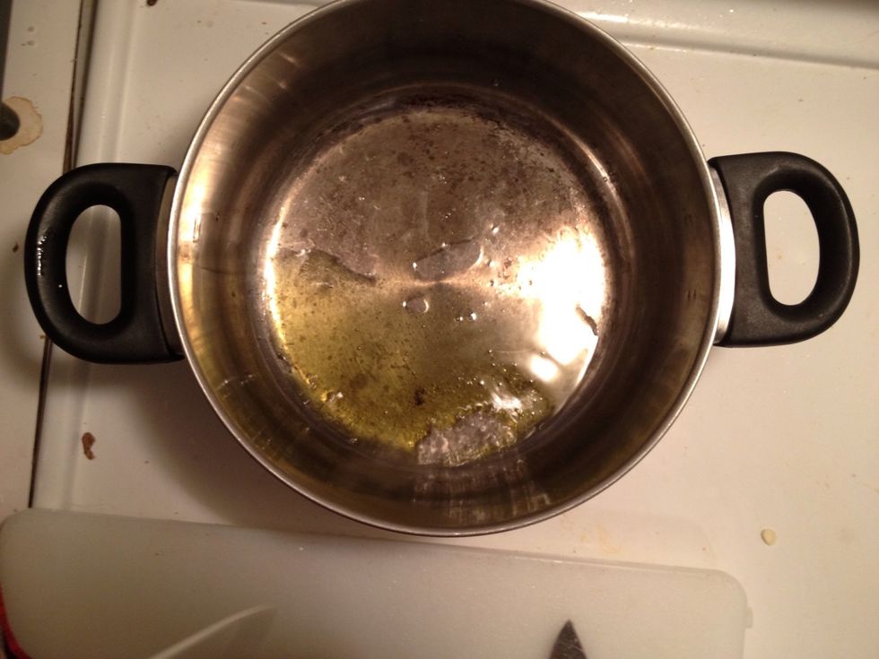 Now heat some oil up before you add anything into the pan, sorry I don't have the best supplies I live in a cheap place as I'm a university student in Toronto.