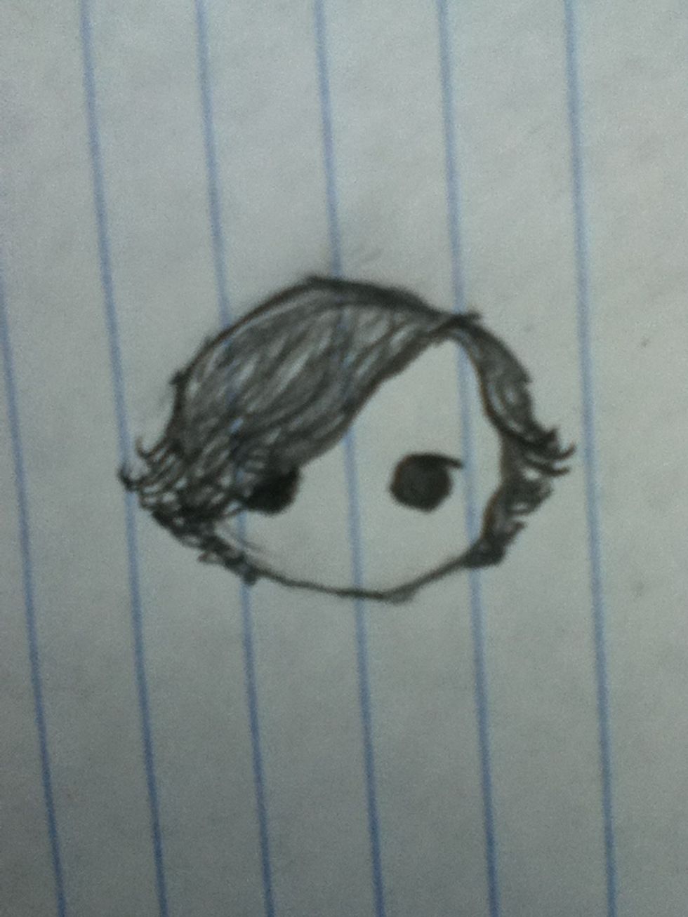 Now his other eye is behind his hair so just draw what would be seen like so