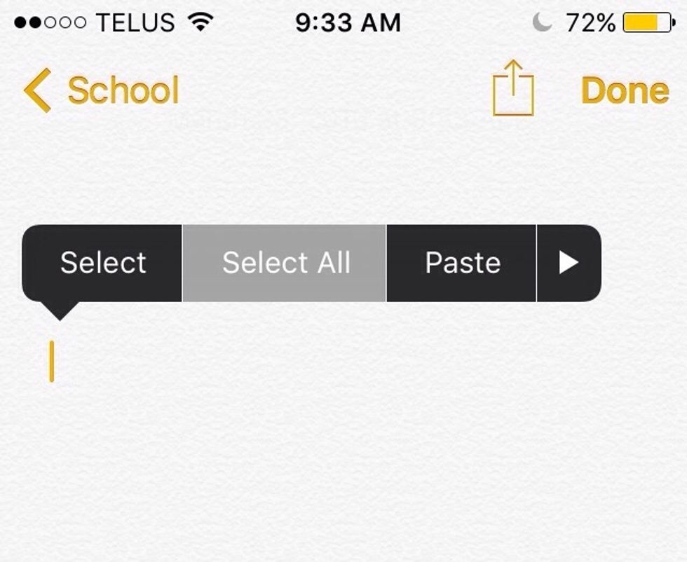 Now hold down your finger and press select all.