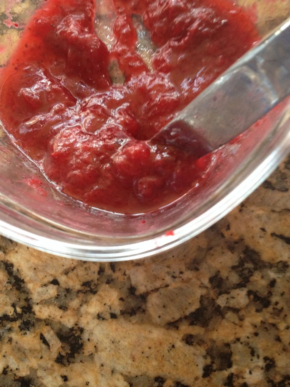 Now. How my kids like them is w a little strawberry-cranberry compote I make. I keep it handy for roasted chicken and turkey. But my kids prefer it on muffins and rolls