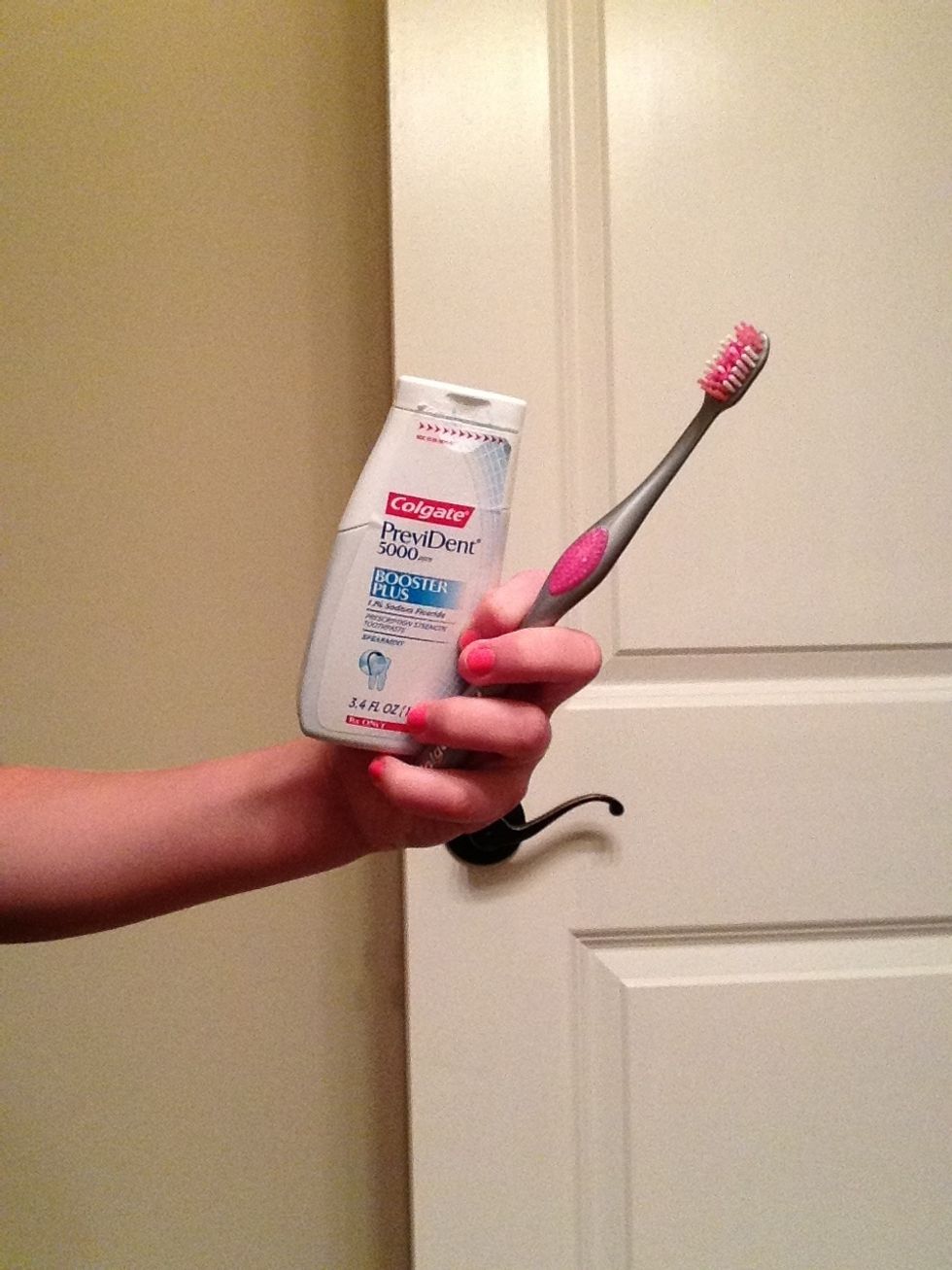 Now, I brush my teeth.