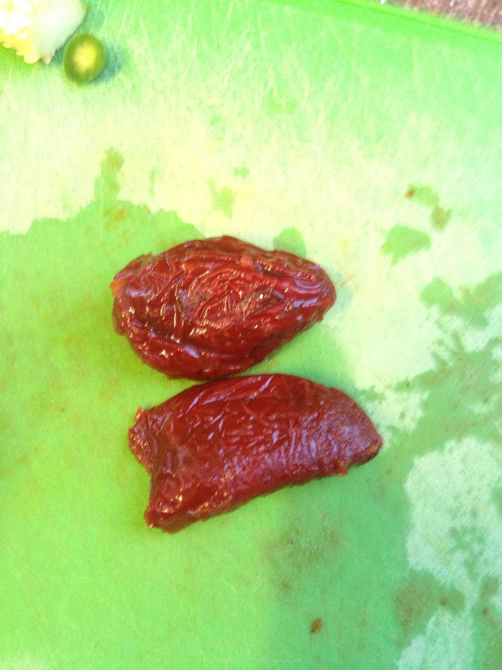 Now, I finely dice the chipotle peppers. I just cut the the stem off and dice everything including seeds. These are mushy so just chop chop the best you can and you'll be fine.