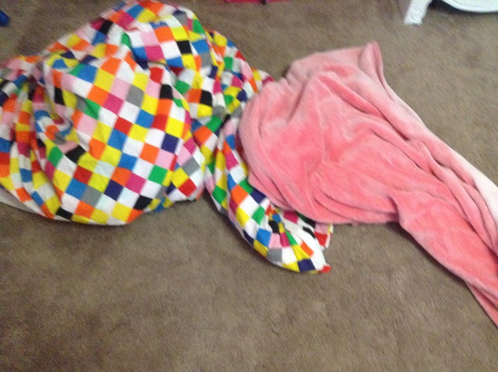 Now I have two blankets I use. This pixel one is my main blanket and my pink one is SUPER soft so I use both when I sleep.