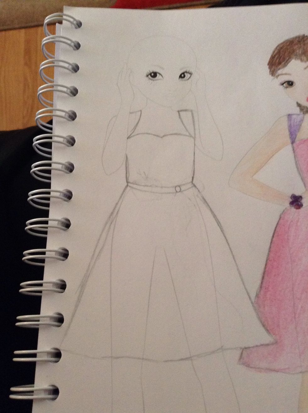 Now I'm going to do the next dress in blue and green.