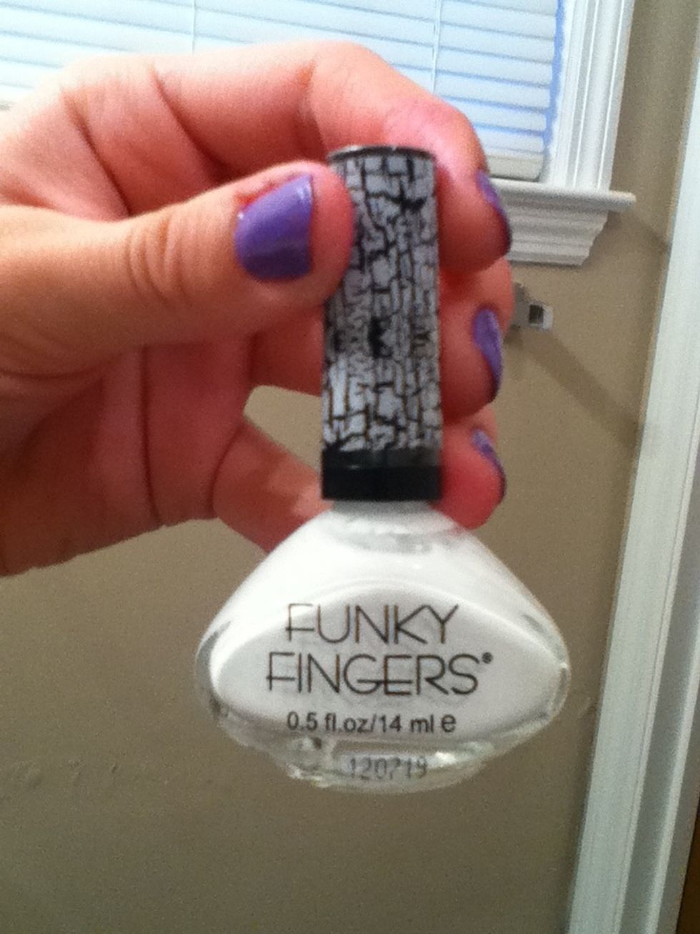 Now I'm going to take my white crackle that I got from Five Below and go over the purple. (love that store!)