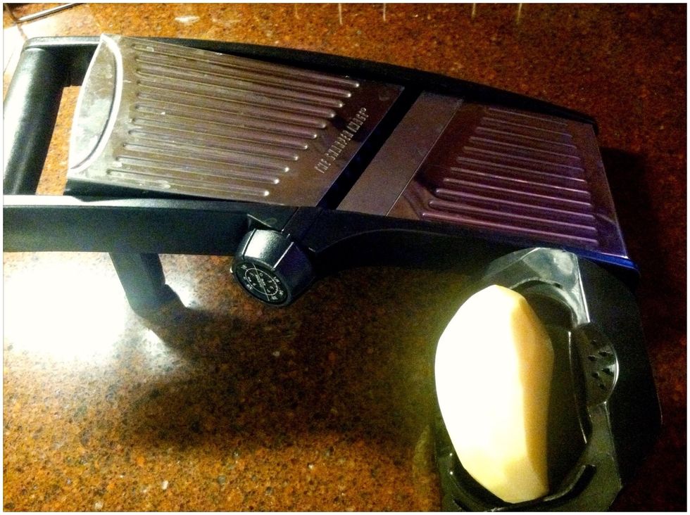 Now I realize not everyone has one of these deadly beauties but they really are the best for making paper thin slices. So if you have one set it up and get your cowboy hat.