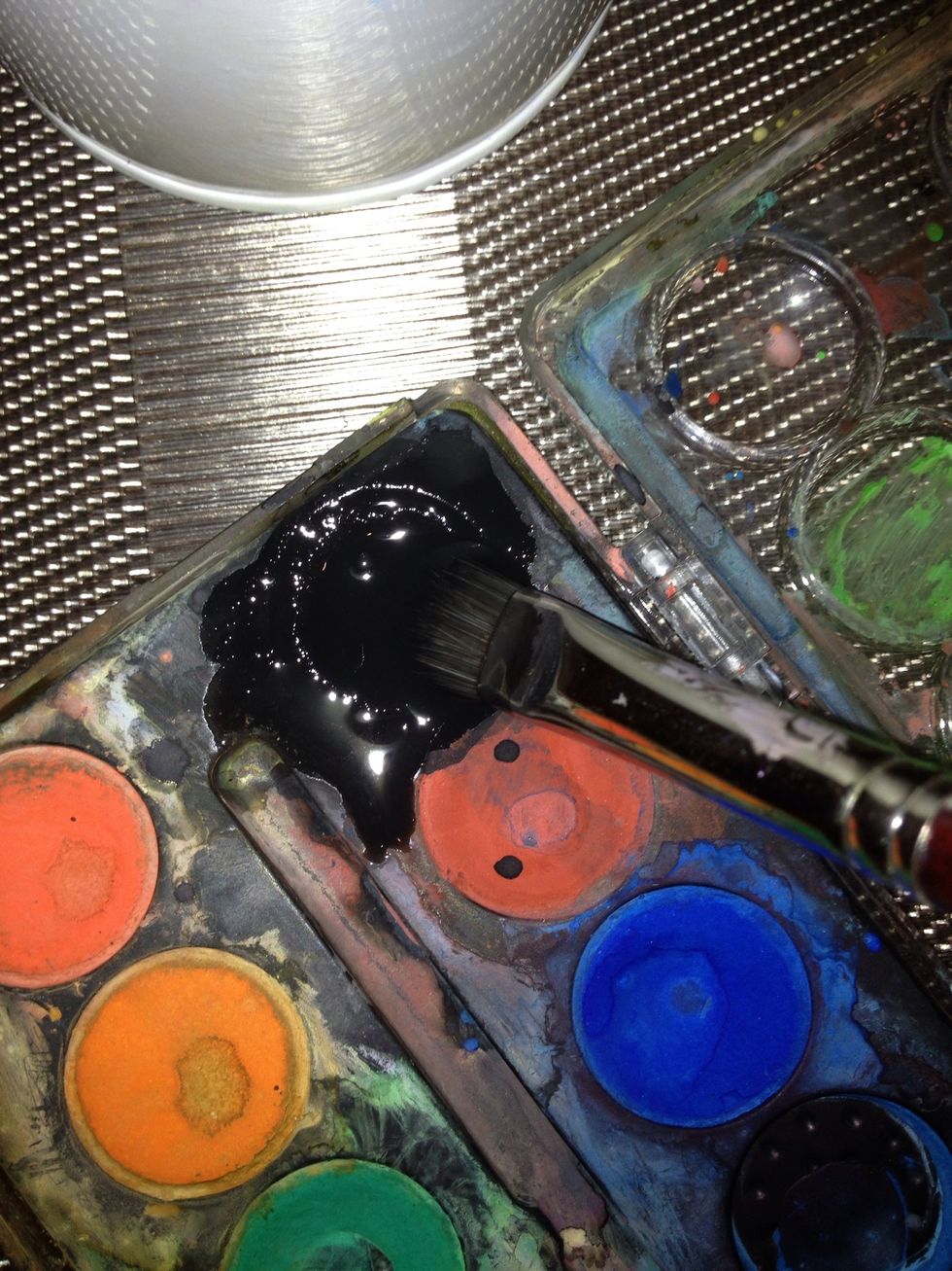 Now, I will continue drawing with water colors (black) , and Must now inundate the brush in black color and water lot .