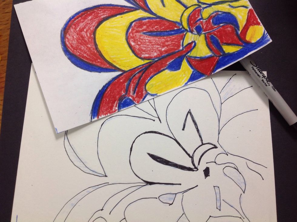 Now, if you desire, go back over the transferred lines with sharpie. At this point you can clean up your flower. You will be using these lines to cut your stencil.