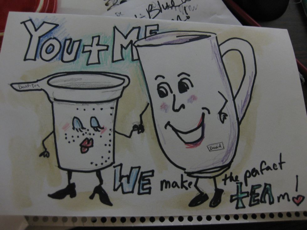 Now if you like you can also make your Boyfriend/Girlfriend a hand drawn drawing and stain it with your last drops of tea from your cup!