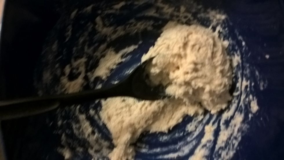 Now in a medium size bowl stir in your bisquick mix and milk to make a soft dough