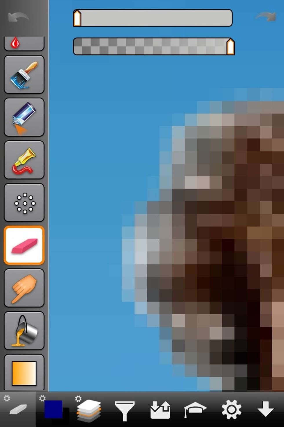 Now is a good time to zoom in and clean up any sections that need it. Use the eraser tool.