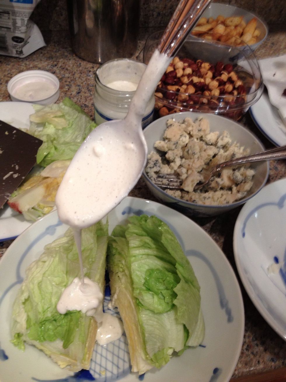 Now is the time to pour on the blue cheese dressing...