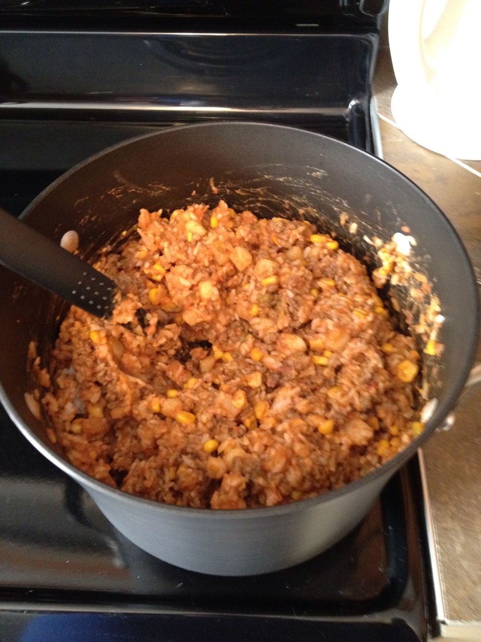 Now is the time to test the strength of both your arm and your spoon. (first time i made these, i broke my favorite kitchen spoon!) Mix everything together thoroughly, the heat will make it easier.