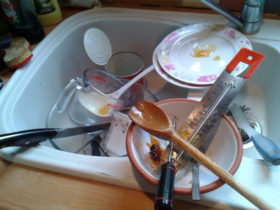 Now is the time to wash up and tidy the kitchen.