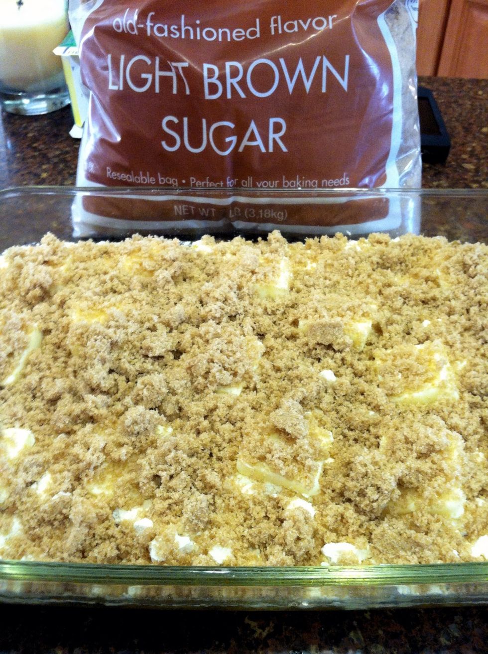 Now it's everyone's favorite step! Spread the heavenly tasting brown sugar over the pats of butter. I can't do this step without sneaking a spoonful!