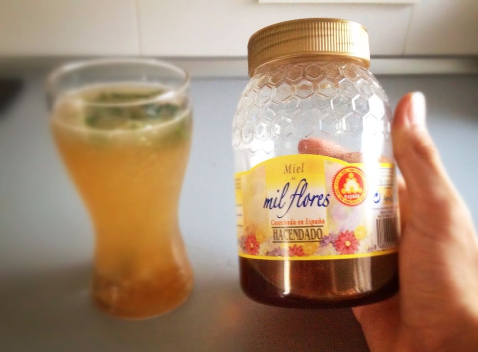 Now, it's honey time! One or two teaspoons will be enough.