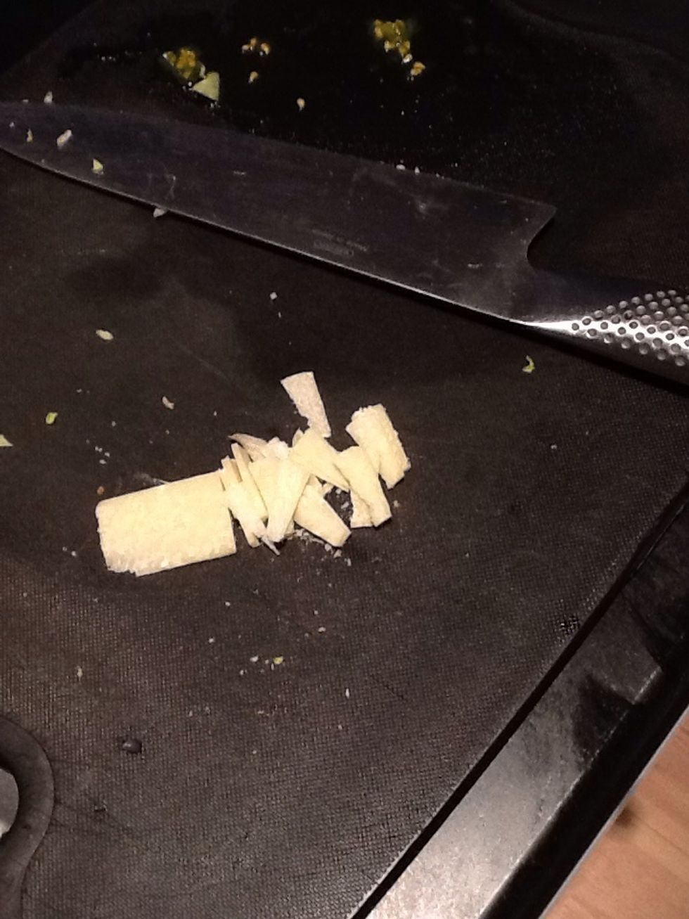 Now it's time for some parmesan, chop it into small slices