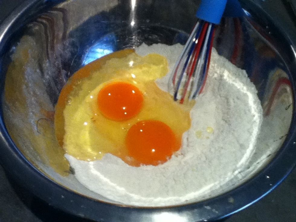 Now it's time to add the eggs...!