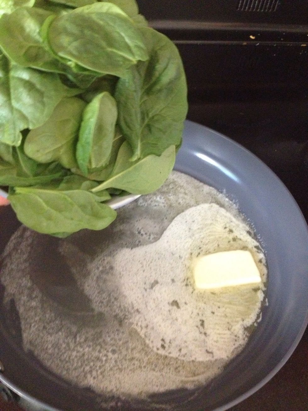 Now it's time to add your spinach. Add at least two cups, but more if you like :)