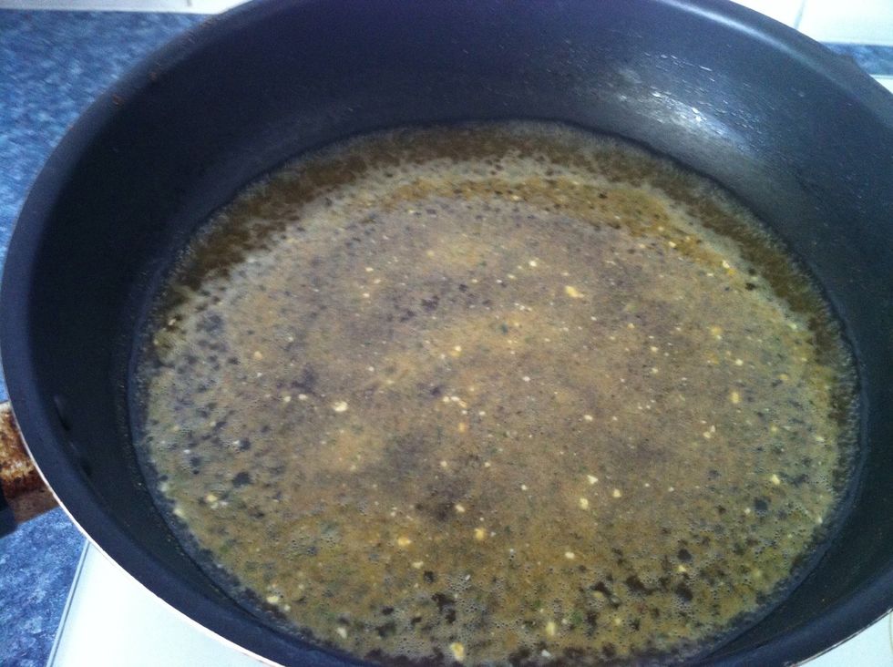 Now it's time to lift the flavors from the pan by boiling your stock. Don't add cold stock to the lamb shanks.