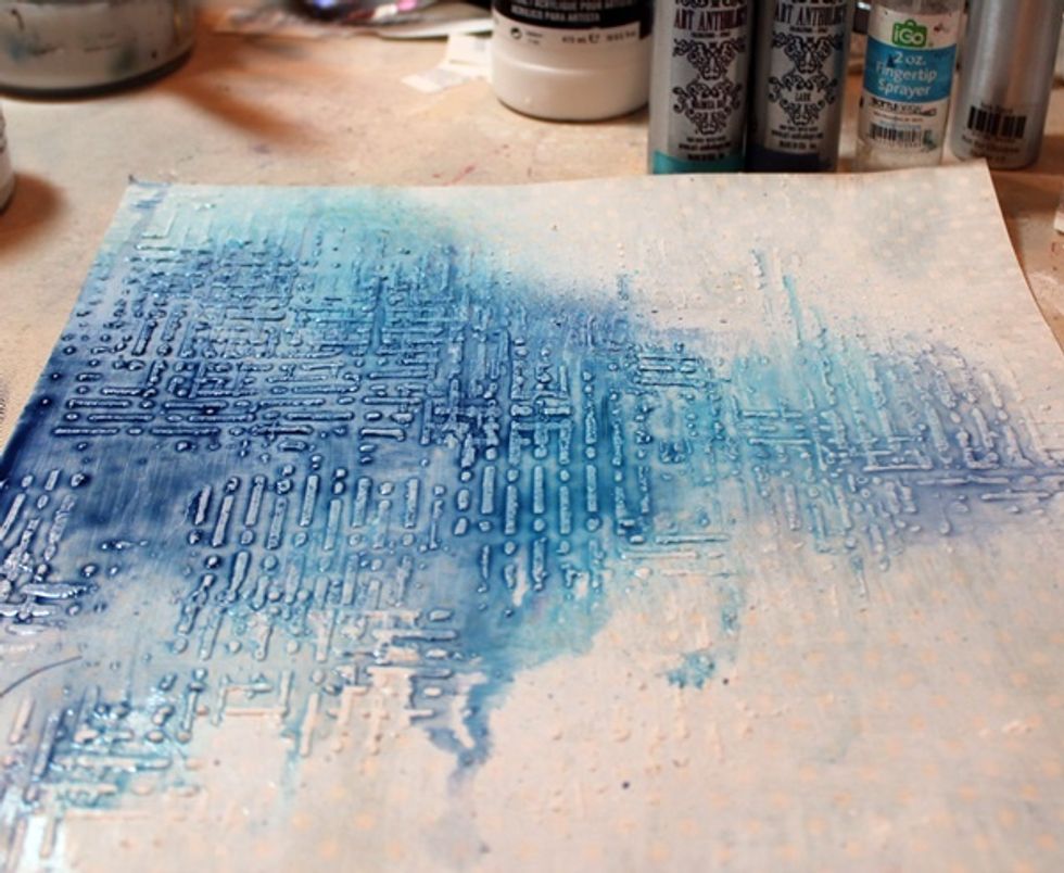 Now it was time to add some stunning color. I added two different colorations colors and touch of water to lighten them just a bit.