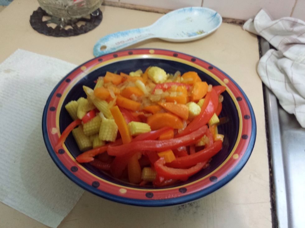 Now its time to add the vegetables back to the pan.