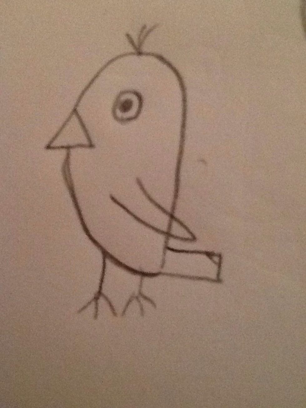 Now just add the feet (If you want you can add the feathers on his head).