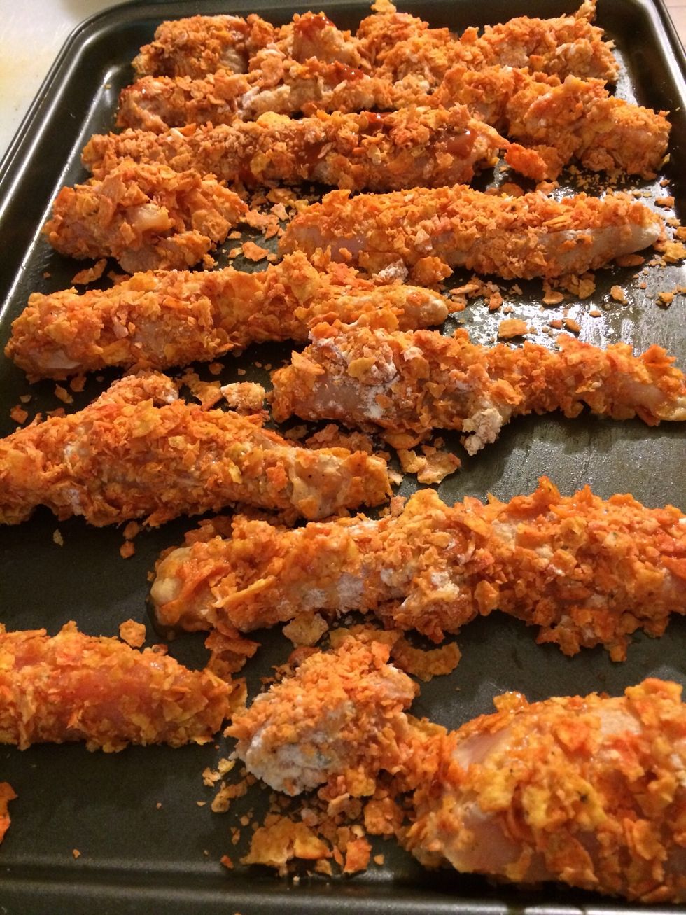 Now just add your Doritos. Cook for 18 min at 380 temp