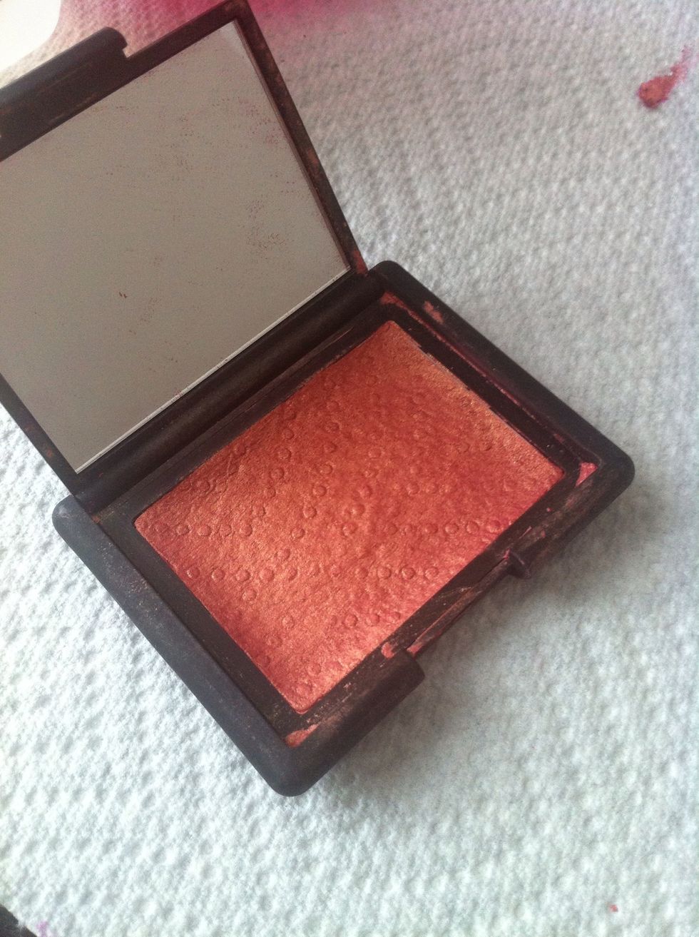 Now just let it continue to dry out over night and it will be good as new! (Blush pictured is Nars Orgasm)