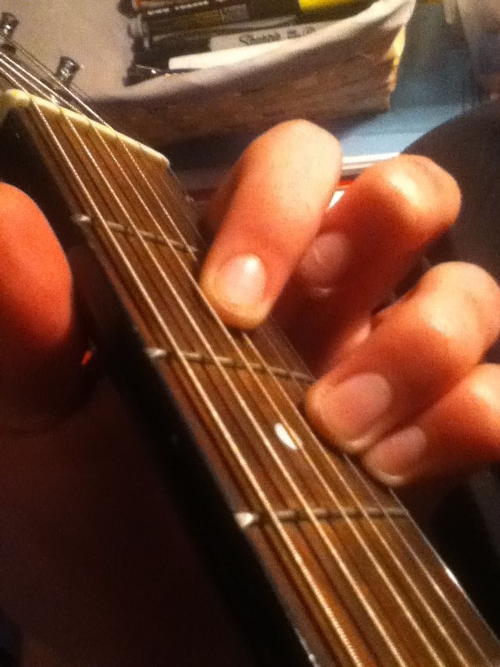 Now just place your index finger on the 3rd string one the 2nd fret.